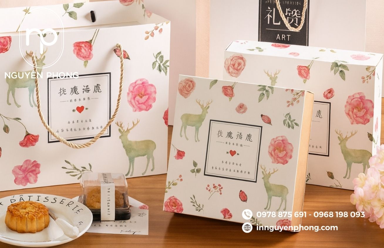 Mẫu túi giấy đựng bánh kẹo in hình sắc nét 